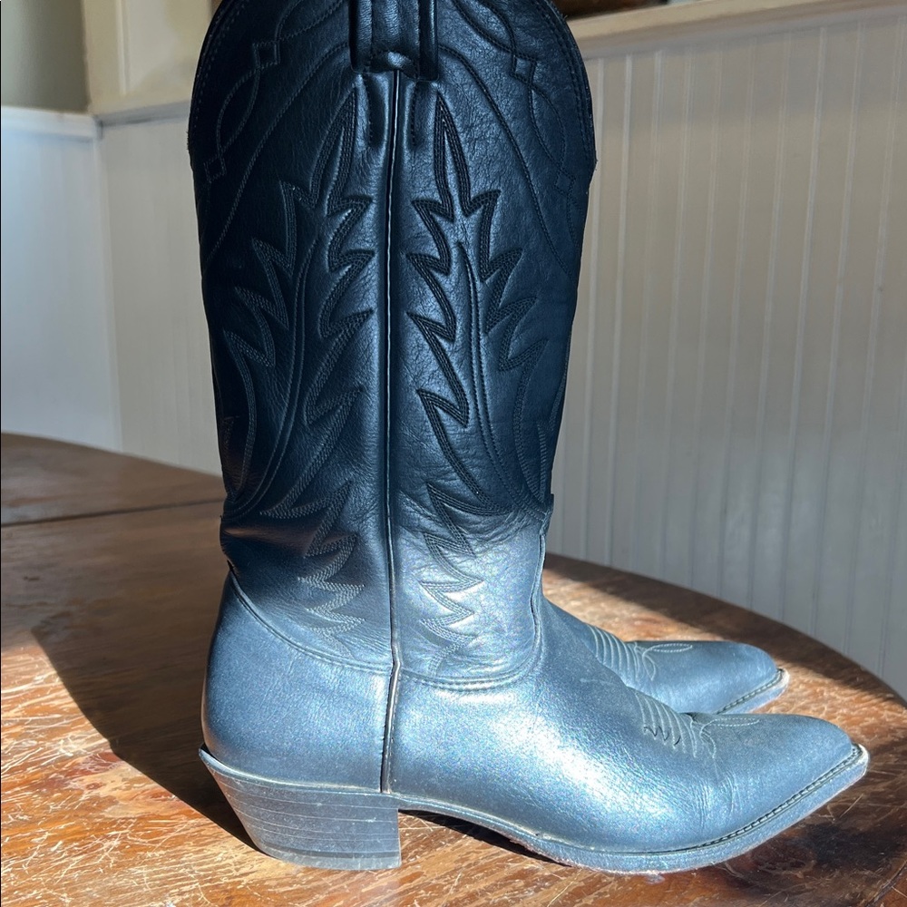 Nocona Black Leather Cowboy Boots